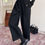 Thumbnail: Gracetina Hoo Winter Simple Elastic Waist Thick Wool Cropped Pants (KA207)