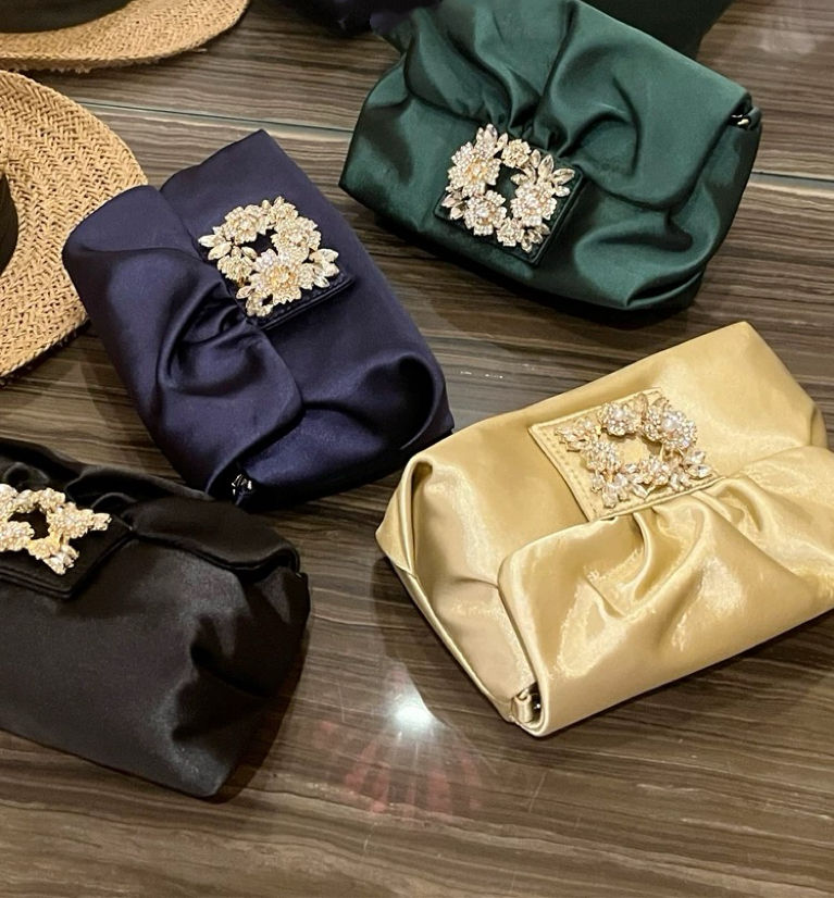 Thumbnail: RV Flap Buckle Rhinestone Studded Clutch/Crossbody Shoulder Evening Bag (LJ003)