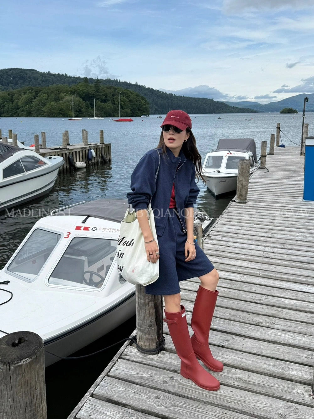 MADEINOST Simple and Relax Style Sweatshirt Jacket + Casual Shorts Two-Piece Set