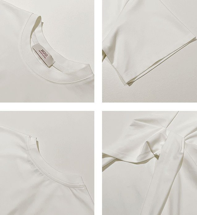 Thumbnail: Gracetina Hoo Designer Irregular Crew Neck Short Sleeve T-Shirt Top (TB4137)