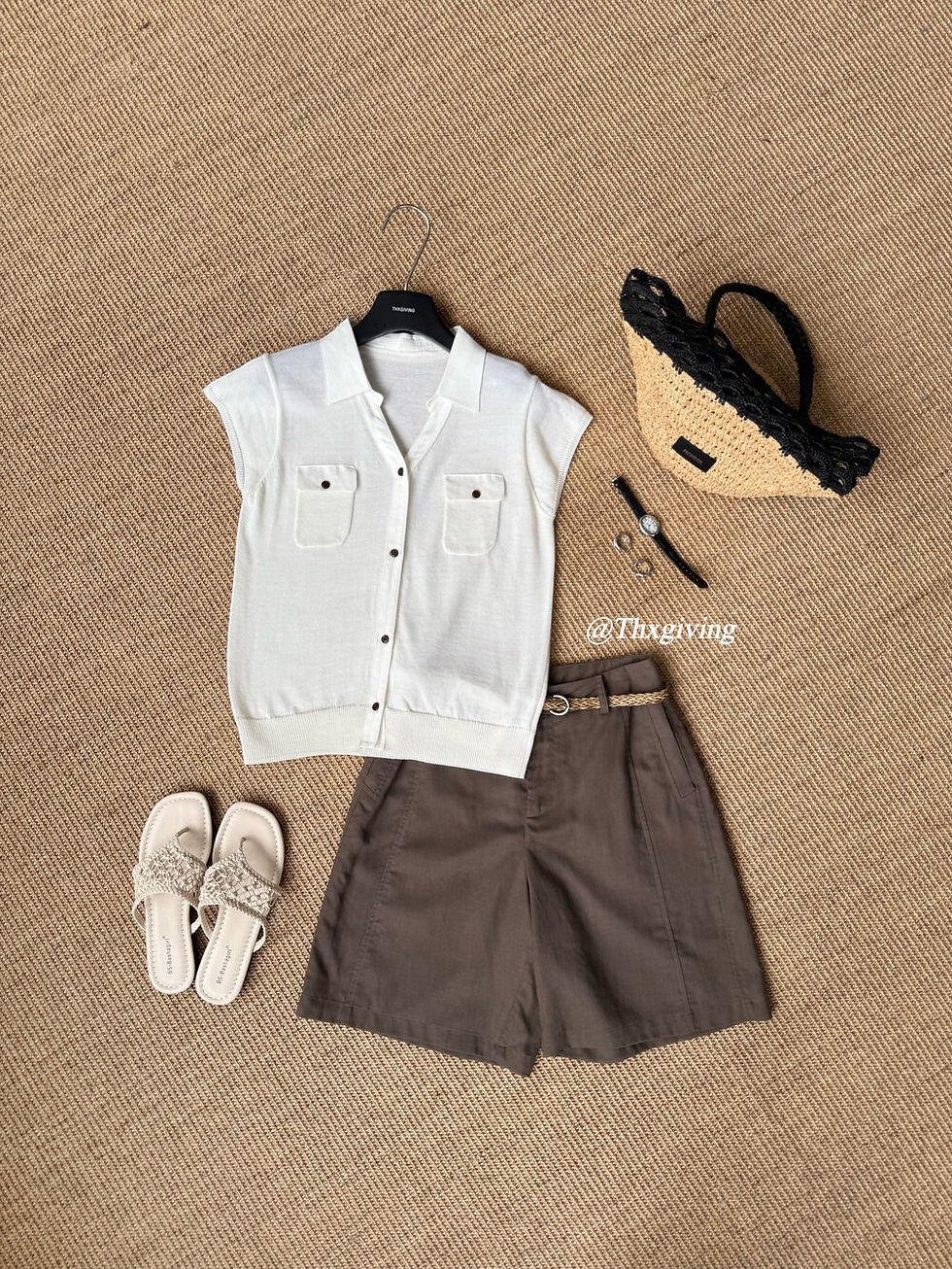Thumbnail: T.G Flutter Sleeve Collared Knit Top (26850)