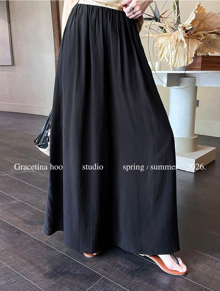 Thumbnail: Gracetina Hoo French Style Pleated Linen Wide Leg Pants (KA9108)