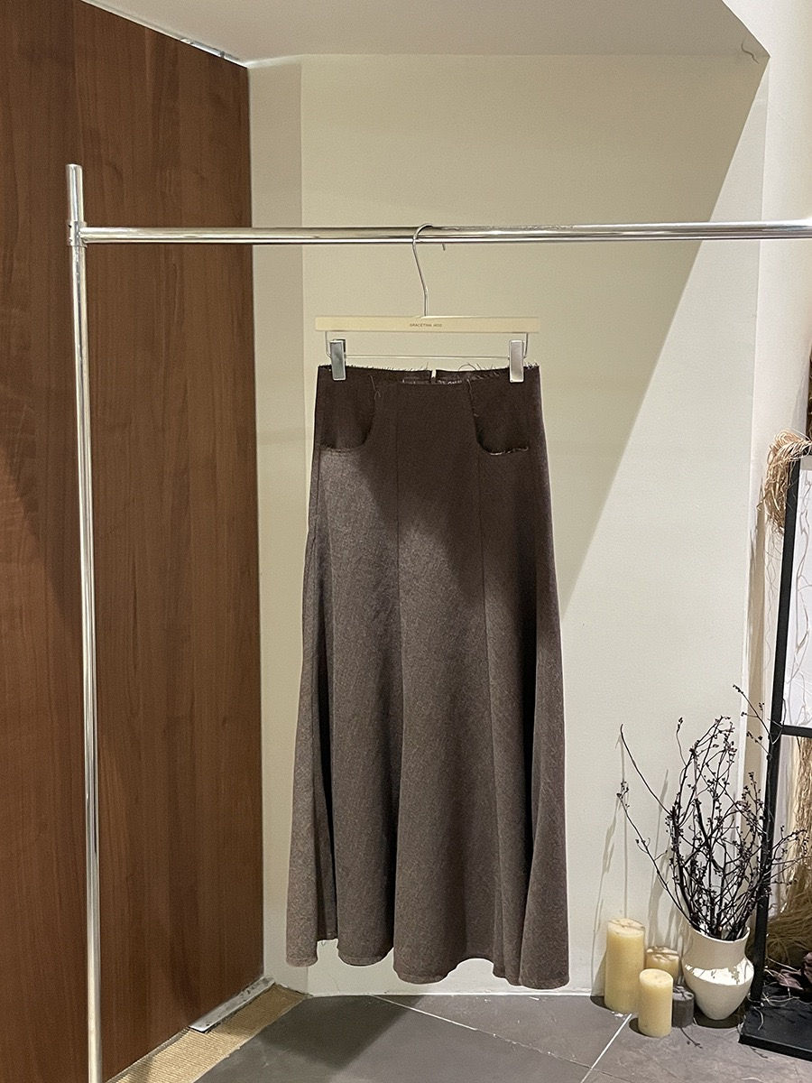 Thumbnail: Gracetina hoo French-style wool-blend A-line skirt (BQA5222)