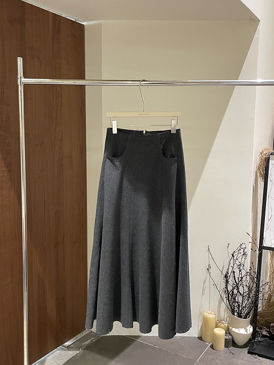 Thumbnail: Gracetina hoo French-style wool-blend A-line skirt (BQA5222)