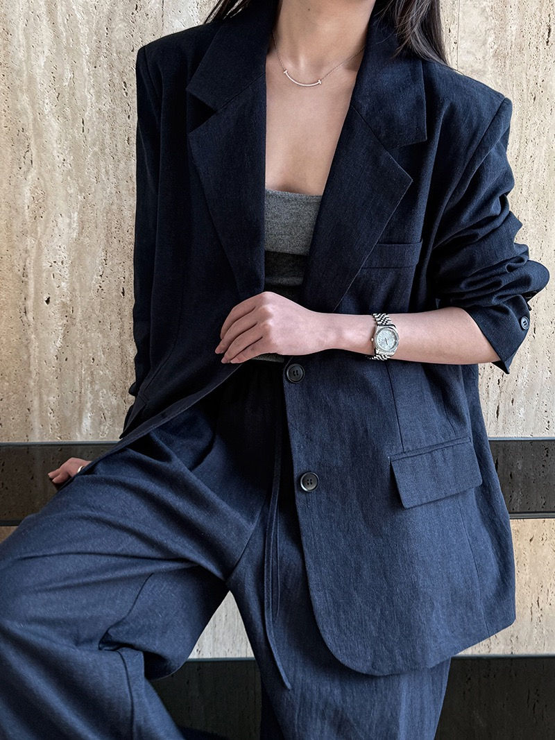 Thumbnail: Luxi premium linen and cotton suit blazer + pants set (3551)