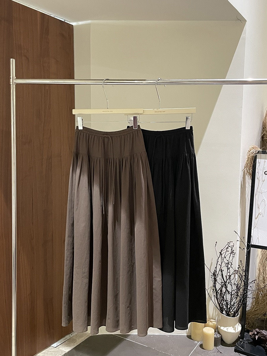 Thumbnail: Gracetina Hoo French style Tie-up Flowy Midi Skirt (BQA5177)