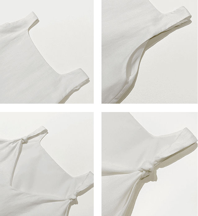 Thumbnail: Gracetina Hoo French Style Linen Backless Tank Top and Shorts Sets (TZA455)