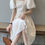 Thumbnail: Yanshuang New Chinese Style Side Button Puff Sleeve Dress