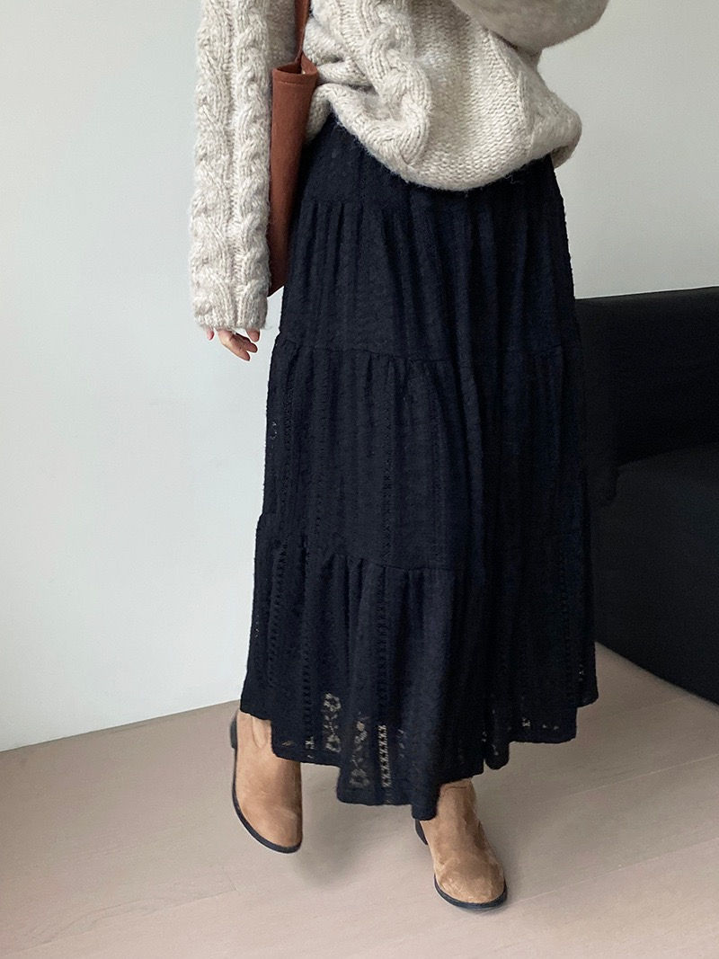 Thumbnail: Namo Korean style soft brushed A-line cake skirt