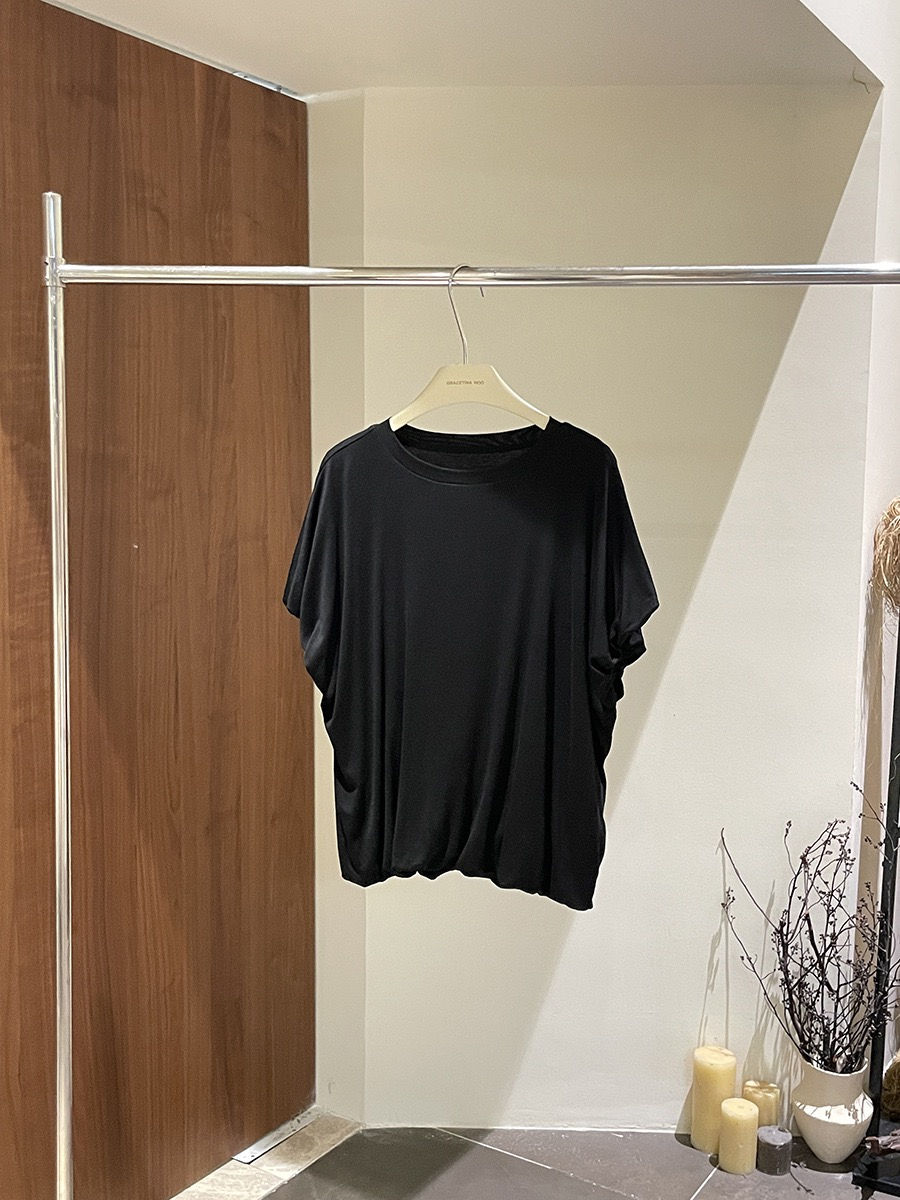 Thumbnail: Gracetina Hoo French style Balloon Short Sleeve Elastic bottom T-Shirt Top (TB41