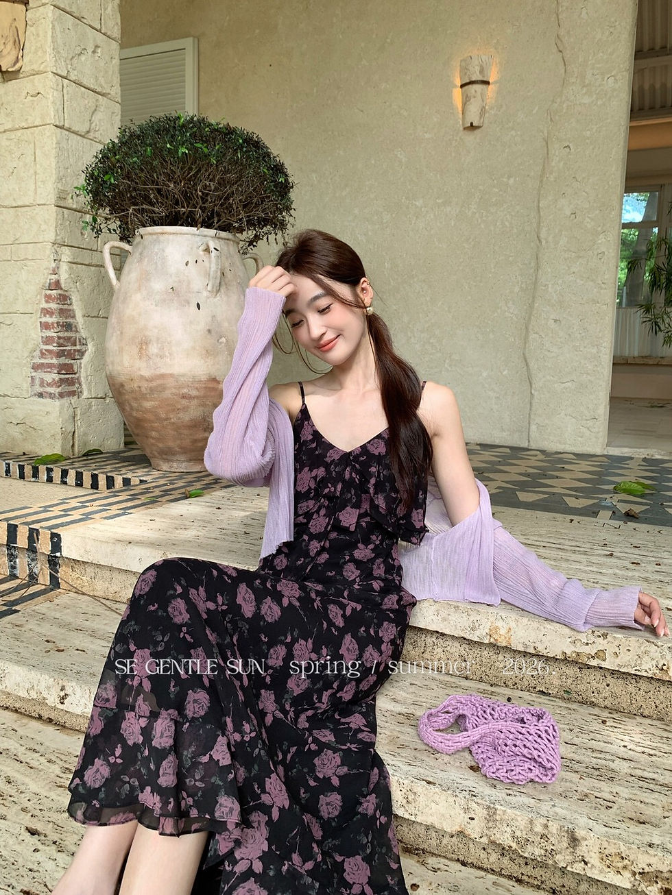 Thumbnail: SE GENTLE SUN Romantic and Elegant Ruffled Spaghetti Strap Dress (88693)