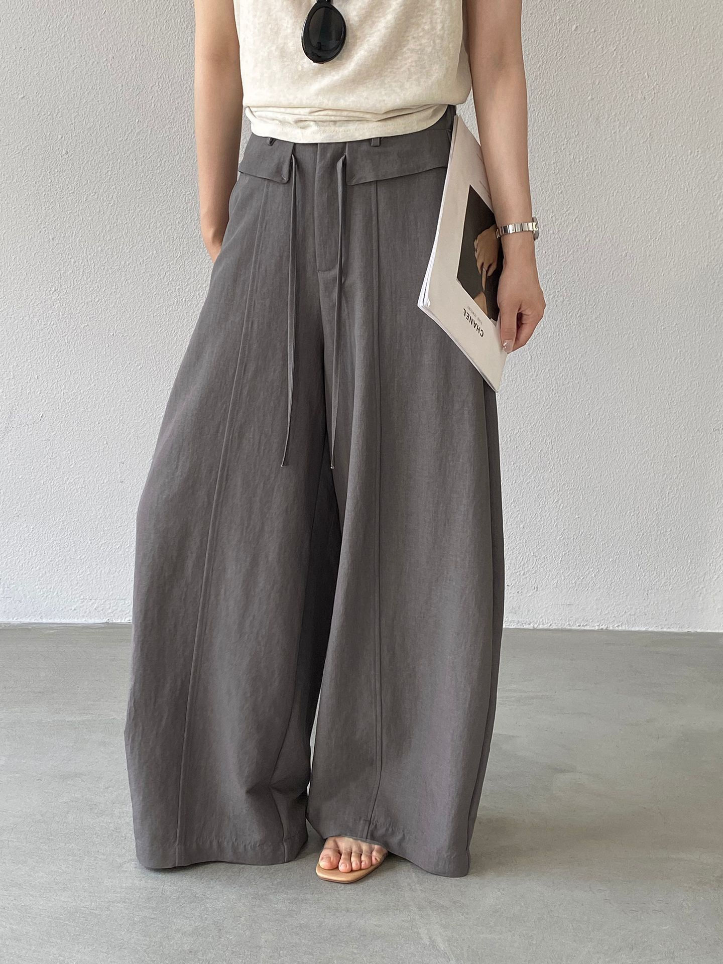 Jiangzuo Korean Style High Waist Wide Leg Pants (6531)