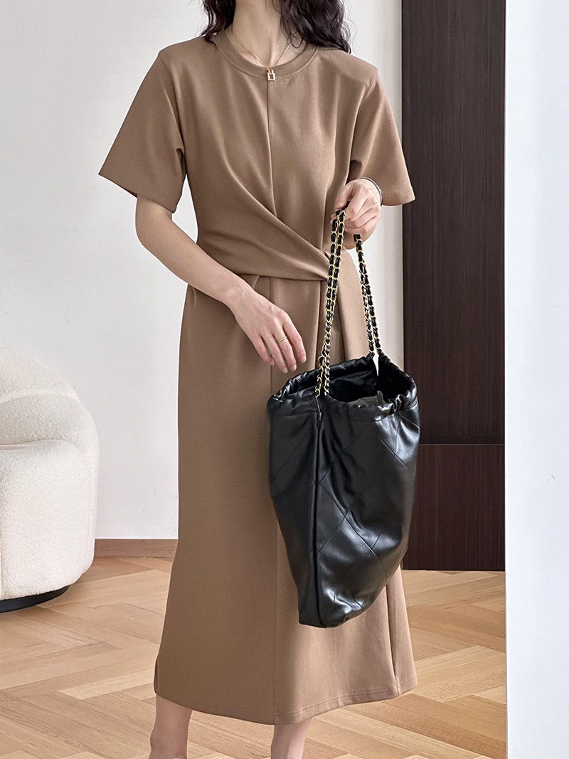 Tangerine French style T-shirt strap dress
