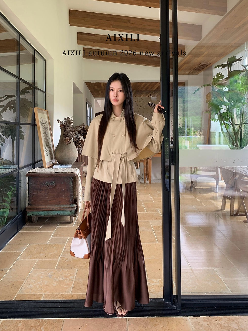 Thumbnail: AIXILI Pleated Midi Skirt (17521)
