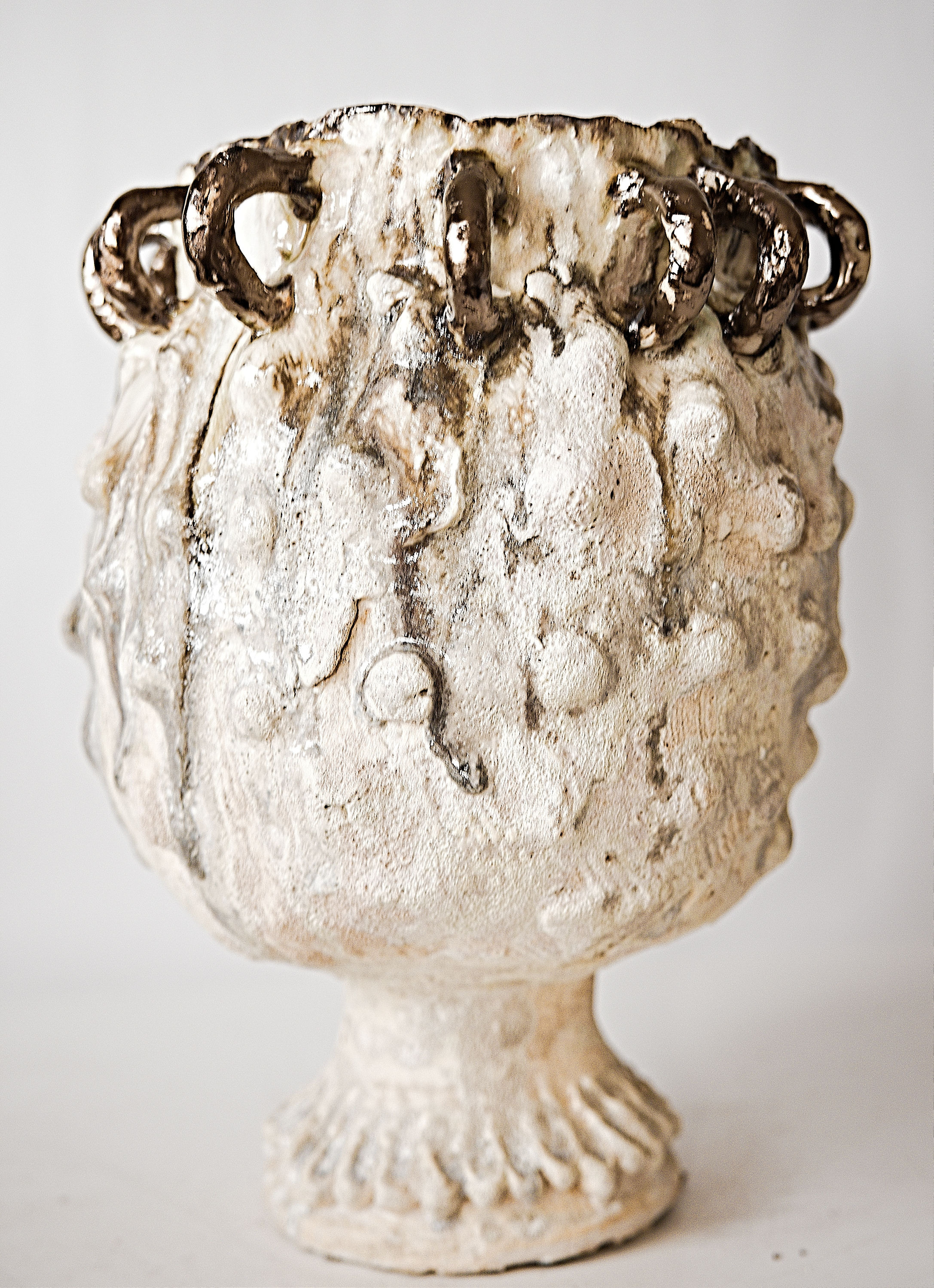 Organic Free Flow Pedestal bowl-with Gold Rings