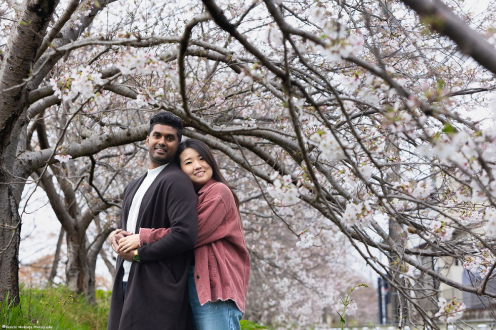 Sakura surprise proposal in Fukuoka.Pre-wedding photo in Fukuoka.