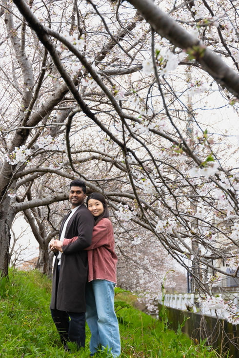 Sakura surprise proposal in Fukuoka.Pre-wedding photo in Fukuoka.