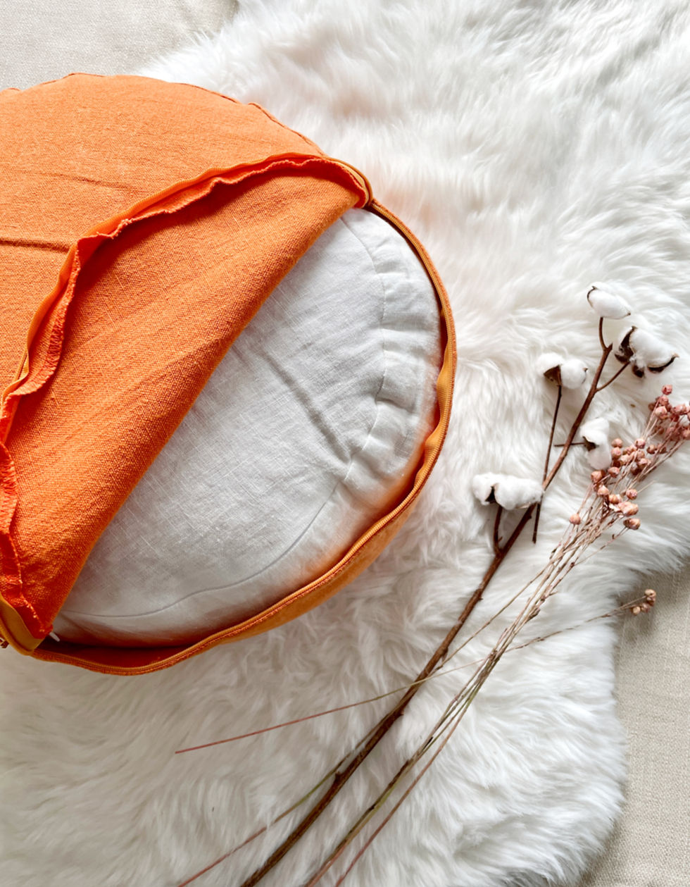 Miniature : zafu en chanvre - orange