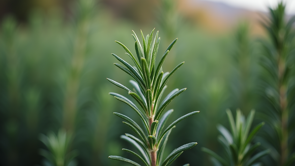 Close-up view of rosemary plant leaves