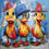Thumbnail: 1161 - Schilderij grappige gekke kuikens met bril en hoed, humor, abstract