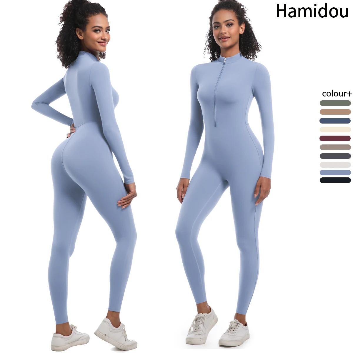 Women'S Jumpsuit Women'S Sports Shapewear Seamless Slim Fit Long Sleeve Sports B