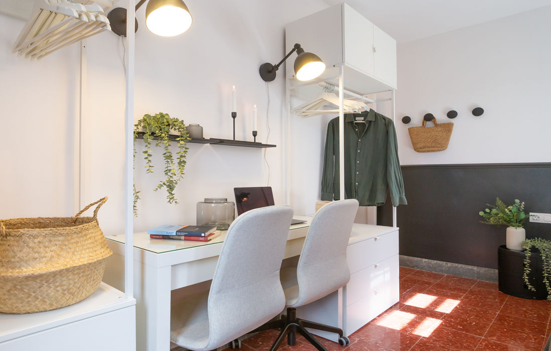 Habitación doble con camas twin en Haaus Coliving, alquiler de habitaciones en Barcelona – Gràcia.