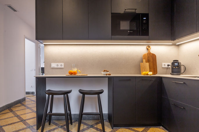Zonas comunes en Haaus Coliving, alquiler de habitaciones en Barcelona con espacios compartidos y kitchenettes.