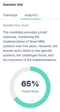 Job Search Genius delivering comprehensive AI-driven performance analytics and performance evaluation based on the mock interview.