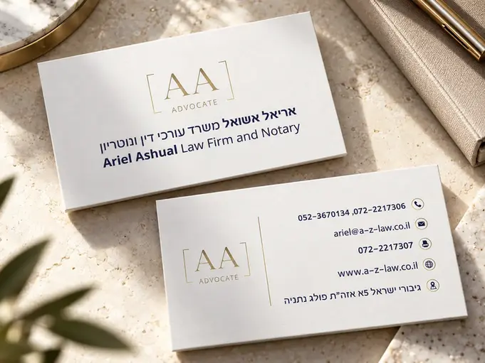 הדמיה של כרטיס ביקור למשרד עורכי דין אריאל אשואל – LOGO24