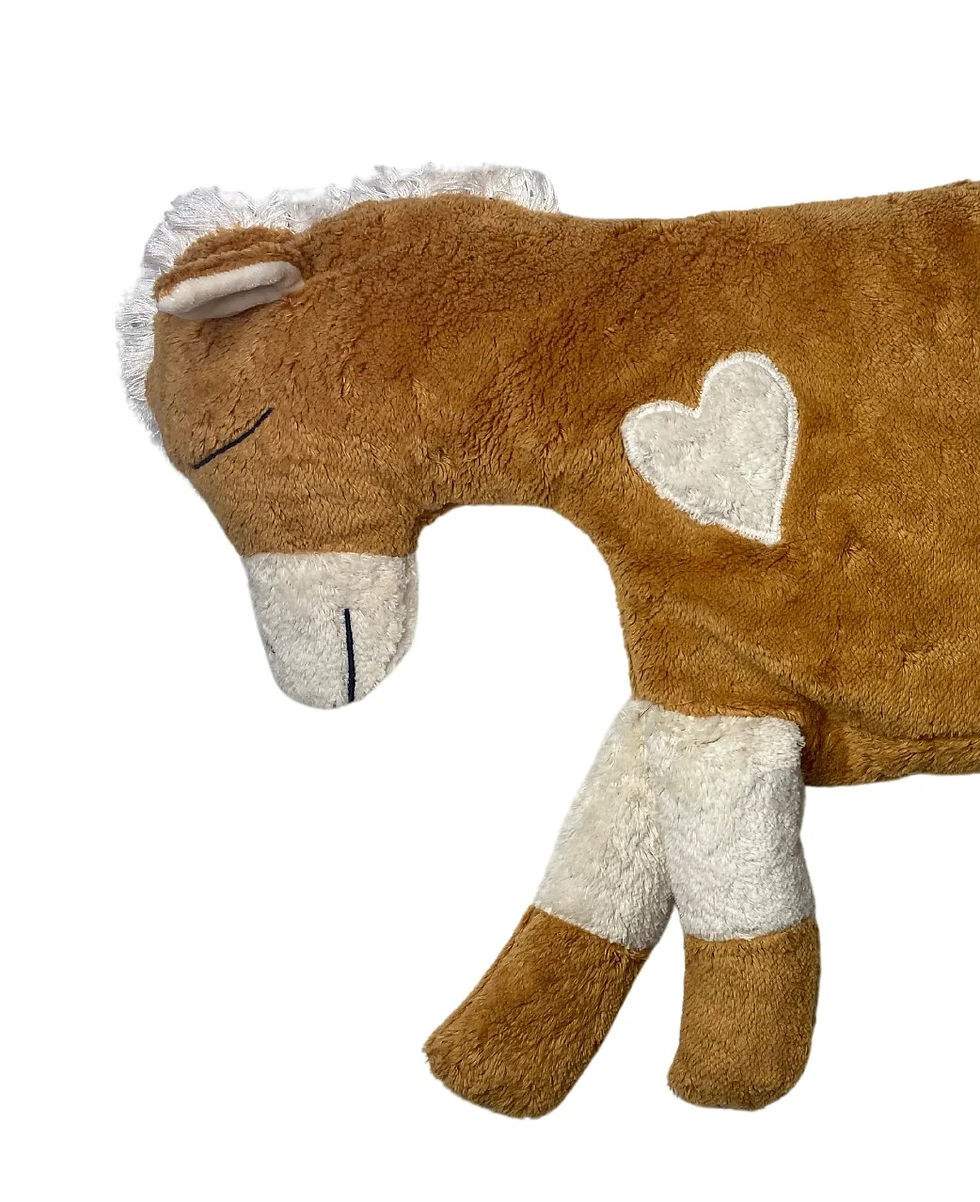 Thumbnail: Bio-Kuschelkissen Baumwolle Pferd messing für Babys