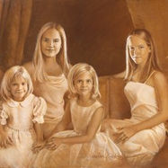 Family Portrait Painting of 4 Sisters