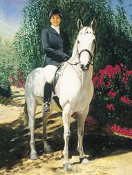 Oil Portrait of Horse and Rider