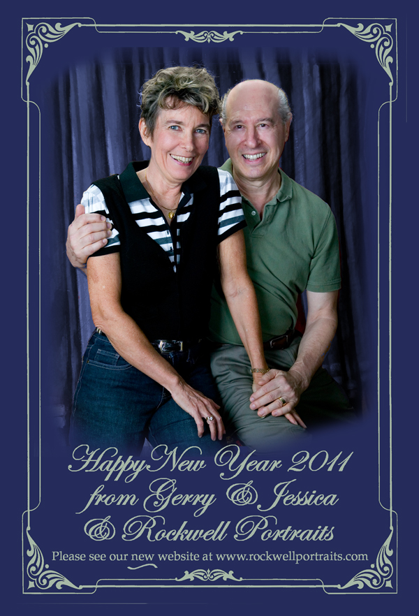 Jessica Rockwell, painter of hundreds of oil portrait paintings, with husband