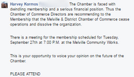 Melville Chamber of Commerce Proposes Disbanding