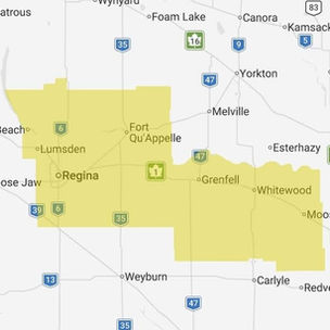 Freezing Rain Warning for Highway 1 from Regina to Manitoba Border