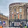 A person strolls by the outside of Royal Vauxhall Tavern, a popular gay club in London.