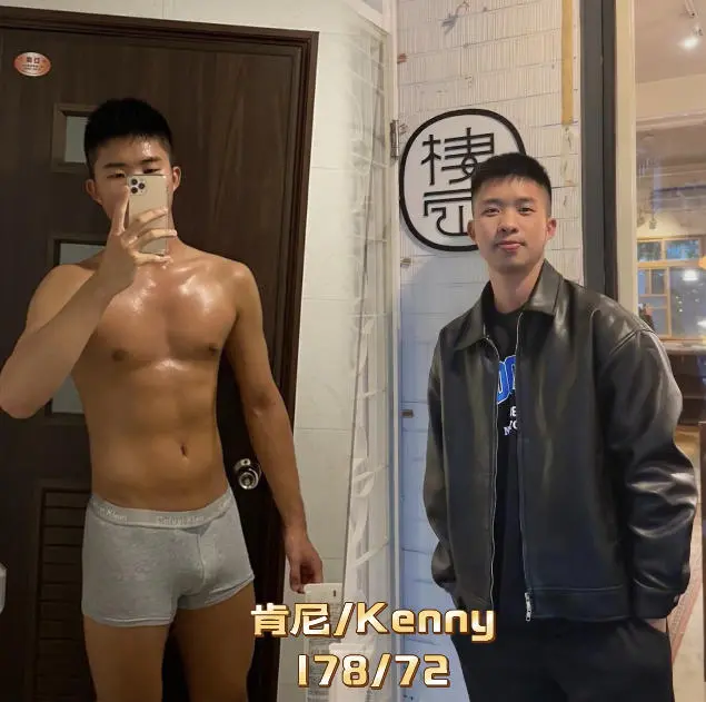 按摩師Kenny在鏡子前穿著內褲拍照
