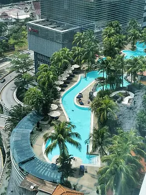 the view of the swimming pool in Hilton Hotel