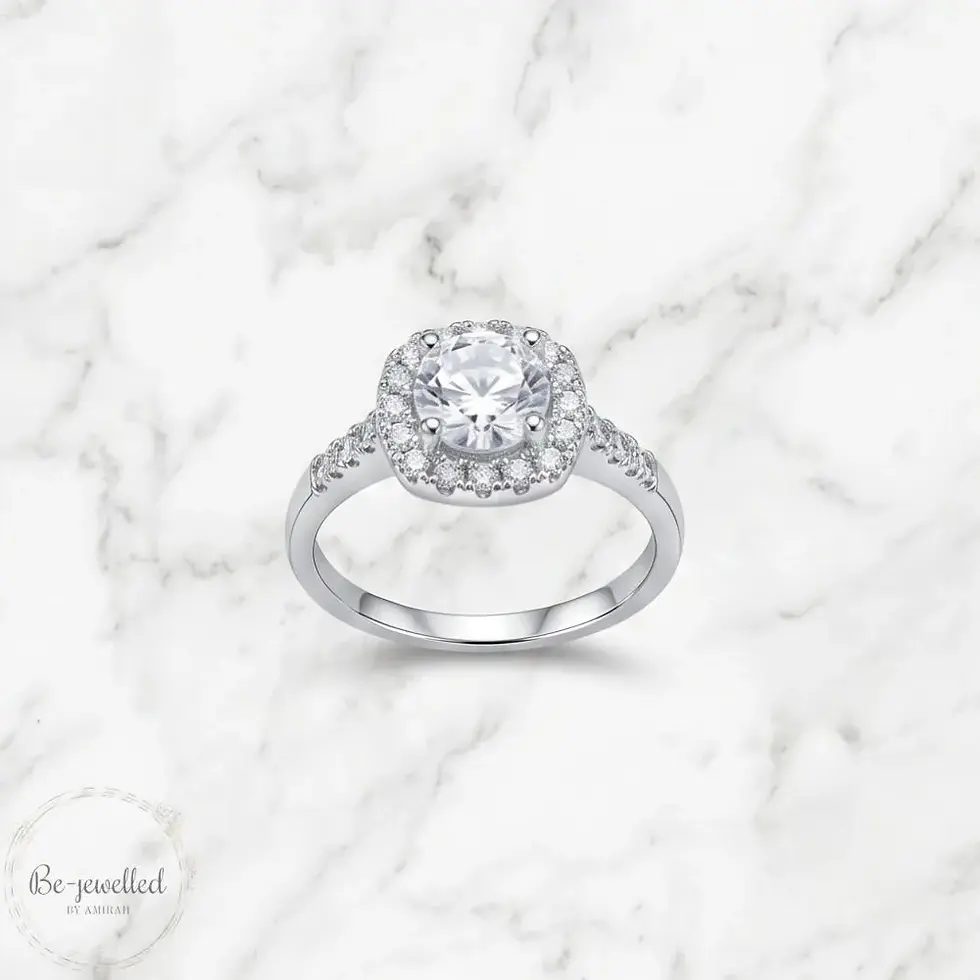 Thumbnail: Elegant silver halo ring with crystal detailing