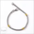 Men’s silver snake chain bracelet with gold accent rings on white background