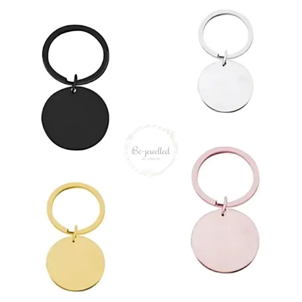 Personalised round keychain engravable metal design
