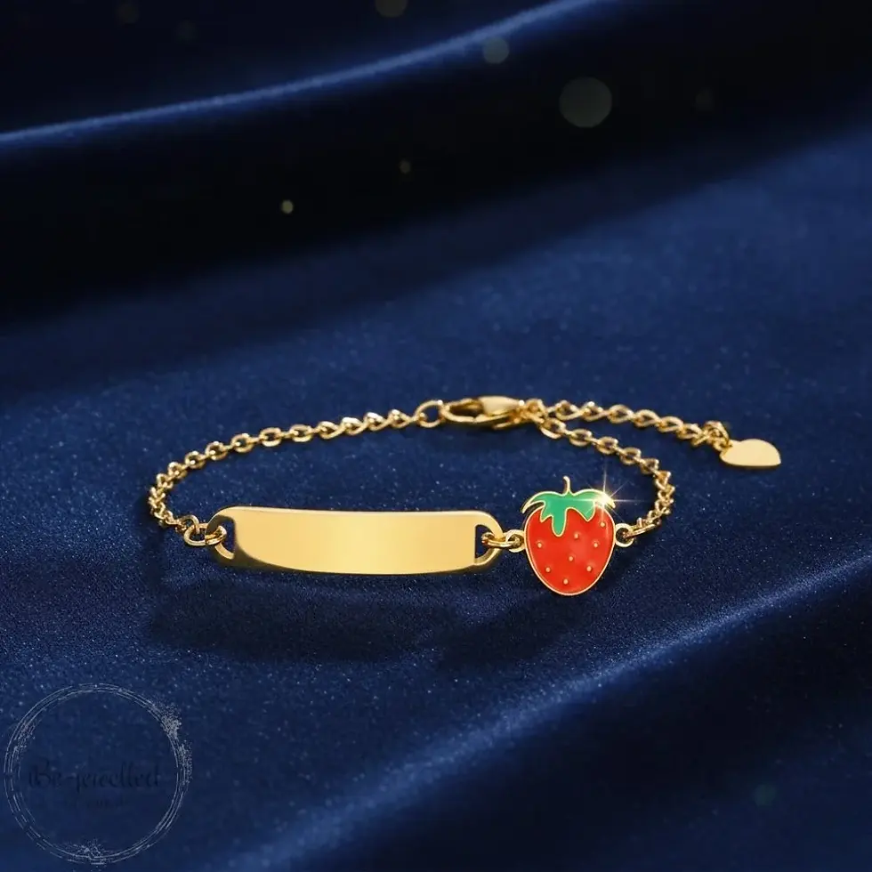 Custom engraved name plate bracelet in gold finish