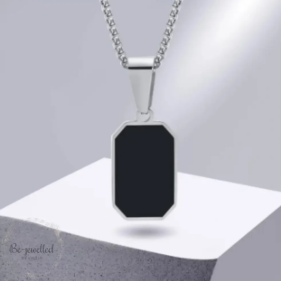 Thumbnail: stainless steel black pendant chain silver