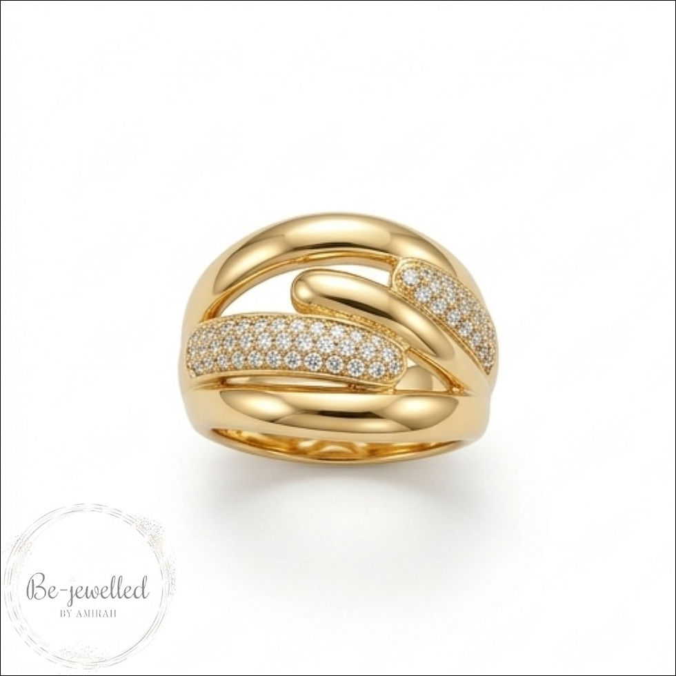 Gold chunky crystal ring for women statement jewellery