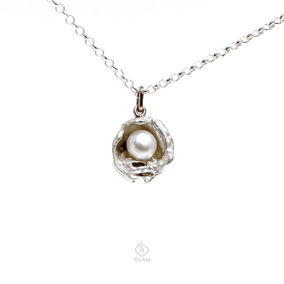 Pingente Prata Bruta Pérola - Conchinha