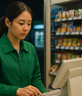 A woman reviewing nighttime safety guidelines before starting a shift