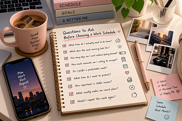 Checklist of questions to review before choosing a work schedule