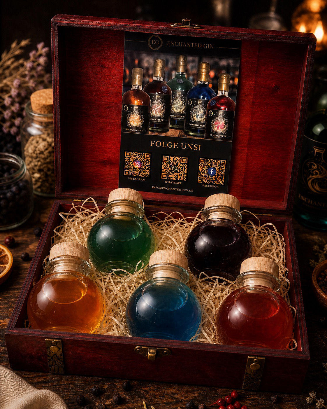 Enchanted Gin Zaubertrank Set – Premium Gin Geschenkset (5 × 60 ml | 42 % Vol.)