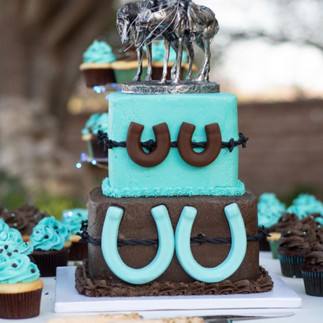 A western themed wedding cake at a ranch venue near Tucson, Arizona