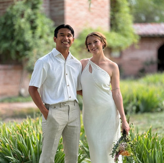 Handsome couple after their elopement ceremony at wedding venue south of Tucson, Arizona